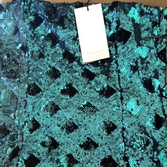 NWT ZARA GREEN SEQUENCE STRAPLESS TOP - Picture 6 of 7